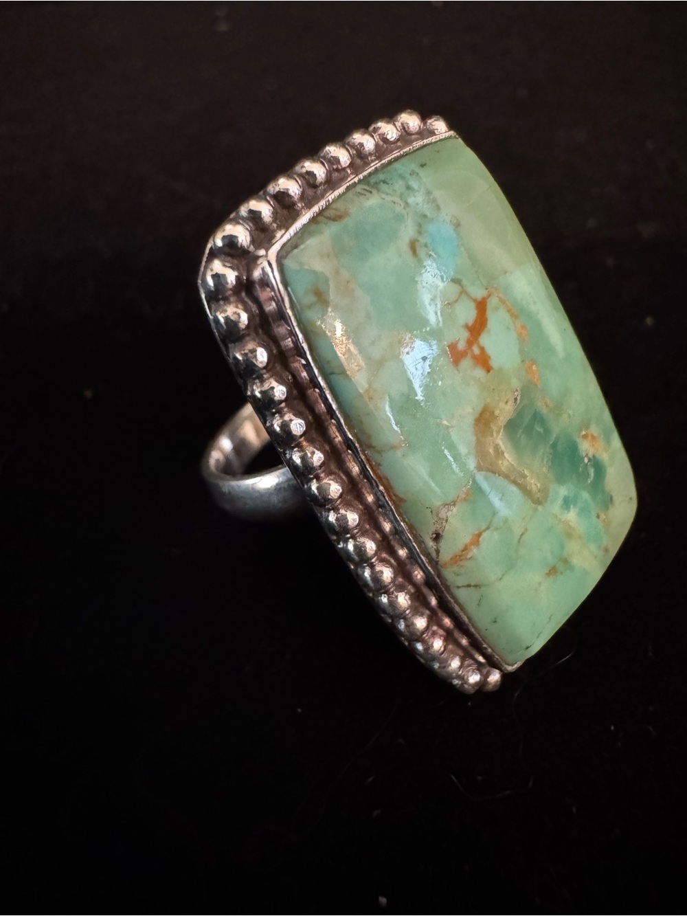 Handcrafted genuine, blue moon Turquoise Statement Ring - sterling silver